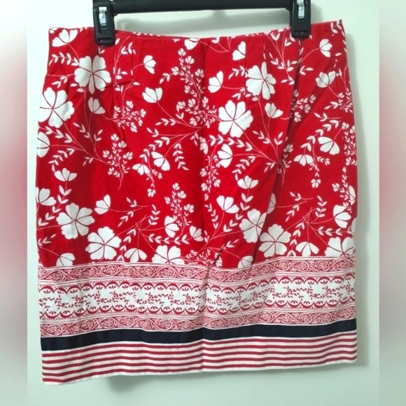 Ann Taylor Loft Floral Striped,Red White Black - Picture 8 of 13